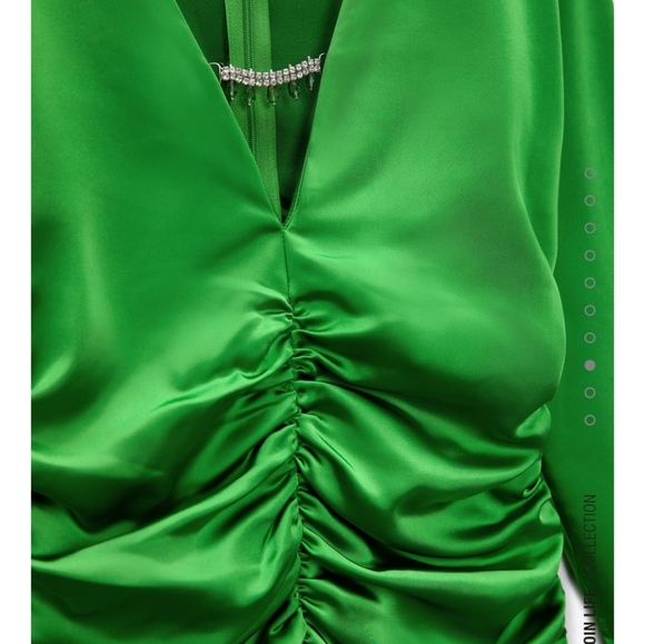 ZARA FEW ITEMS LEFT JEWEL TRIM DRAPED DRESS color green Bloggers favorite - Picture 10 of 12
